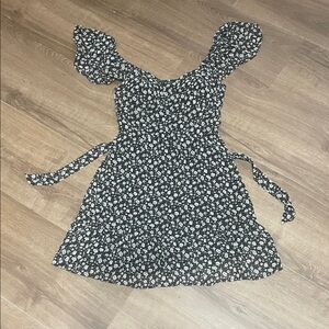 Lily Rose Black and White Floral Kids Dress